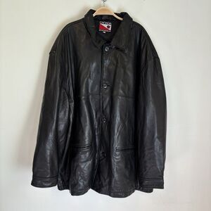 Canada Sportswear Men's Lamb Leather Jacket‎ Black Heavyweight Button 4XL - Desc
